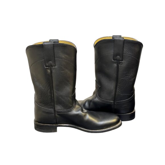 Justin Black Leather Western Boots Size 8.5 - Picture 8 of 12
